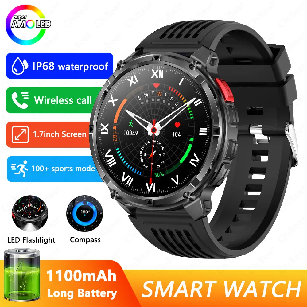 2026 T-Rex3 Pro Smart Watch 1100mAh GPS 5ATM Military Sports Compass Run