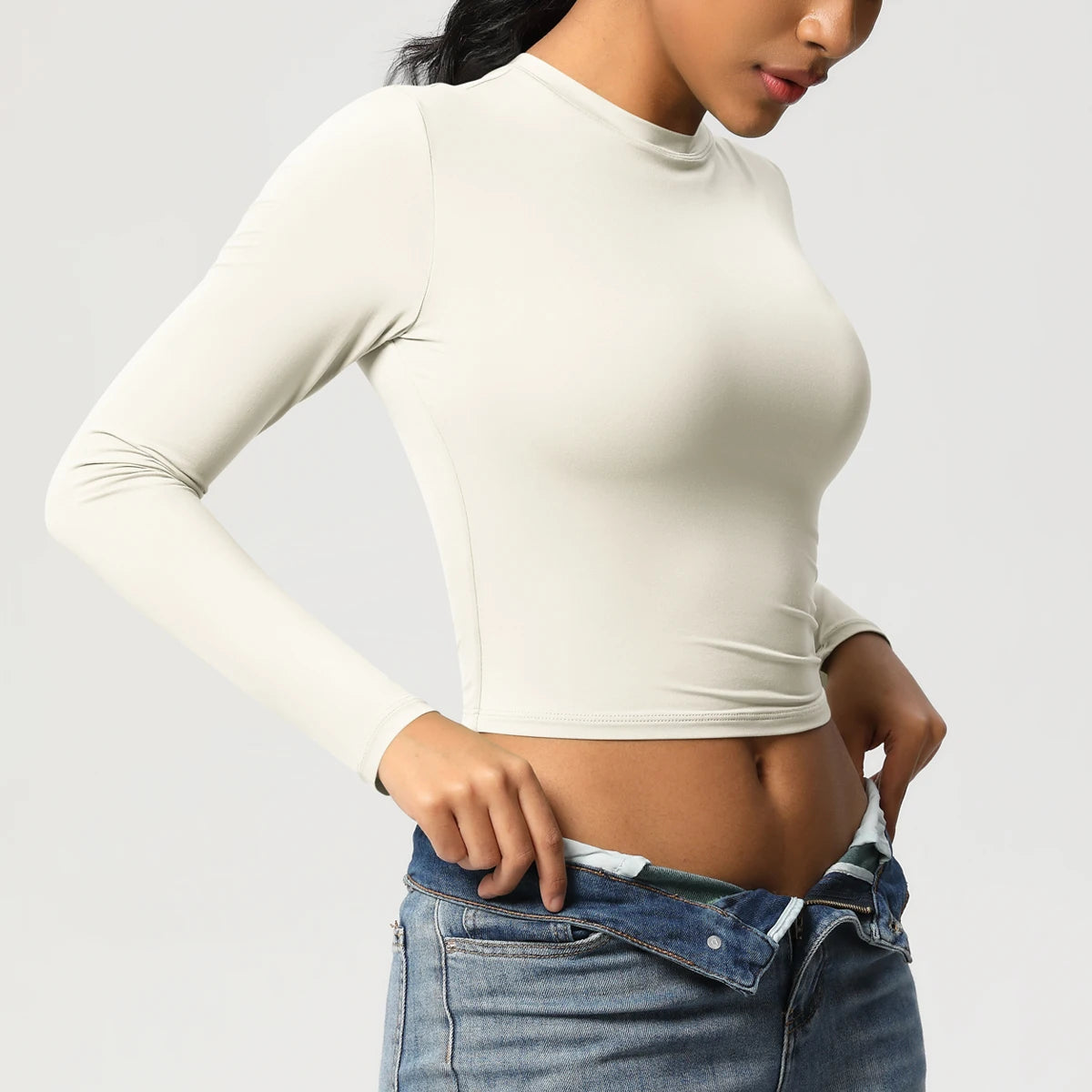 Women Long Sleeve Yoga Shirt Quick Dry Gym Workout Running Fitness Crop Top
