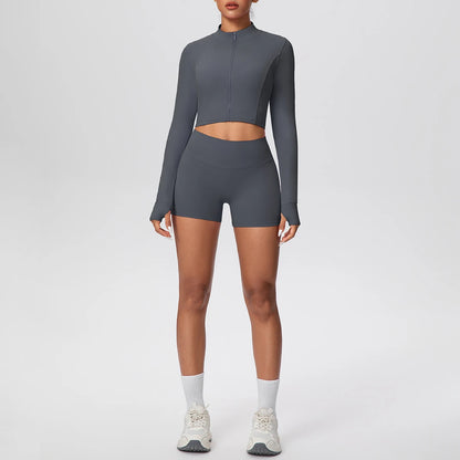 Women Yoga Set Quick Dry | Zipper Top Leggings Set