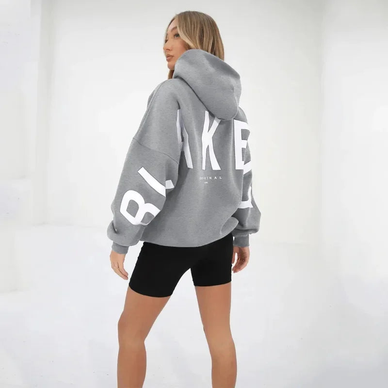 Women’s Stylish Printed Hoodie Thick Warm Streetwear Sweatshirt