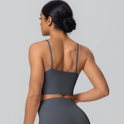 Women Backless Sports Bra Naked Feel Yoga Gym Workout Padded Top