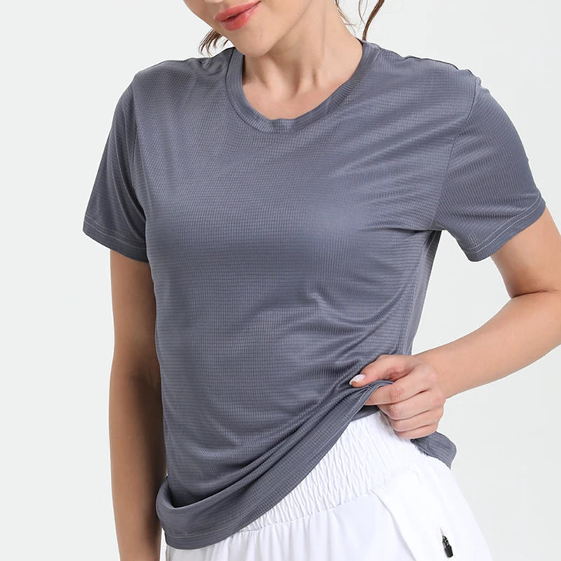 Women Quick Dry Running Gym Sport T-Shirt Breathable Lightweight Fitness Top