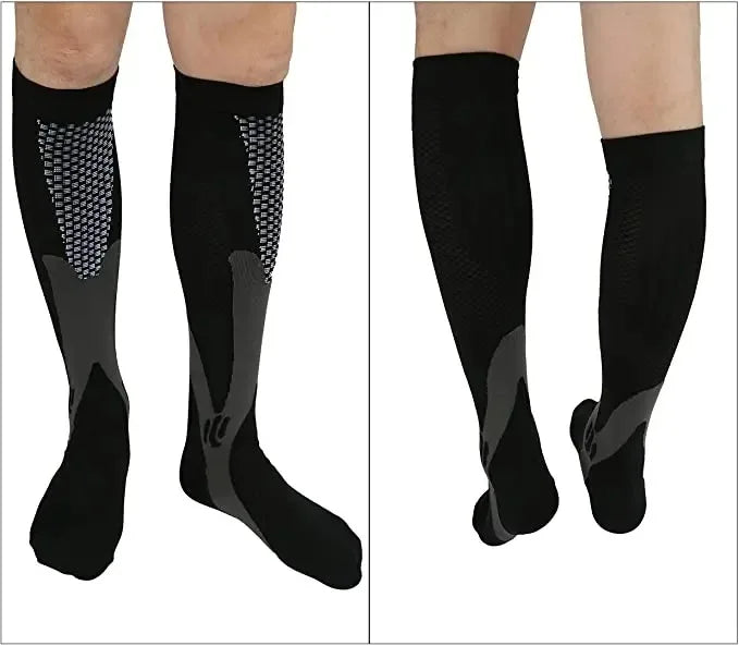 Womans Mens Running Compression Socks Unisex 20-30mmHg Sport Pain Relief Black