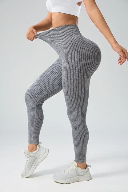 Contour Fit Leggings - Grey Ribbed