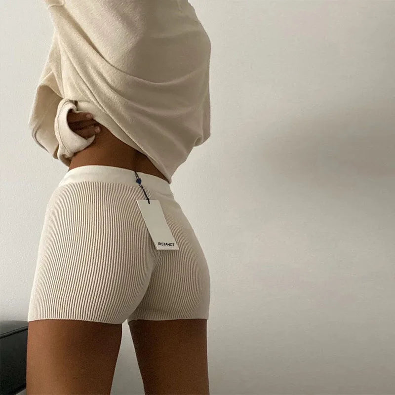Women High Waist Tight Shorts Yoga Running Fitness Crochet Knitted Summer Pants