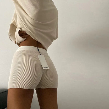 Women High Waist Tight Shorts Yoga Running Fitness Crochet Knitted Summer Pants