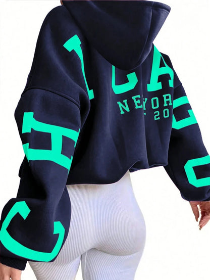 Women’s Casual Long Sleeve Hoodie Letter Print Streetwear Top
