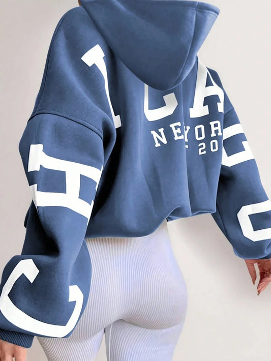 Women’s Casual Long Sleeve Hoodie Letter Print Streetwear Top