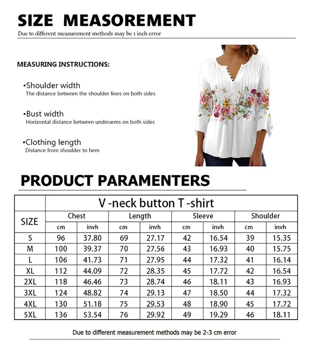 Women Floral V Neck T Shirt Summer Short Sleeve Casual Streetwear Top Holiday