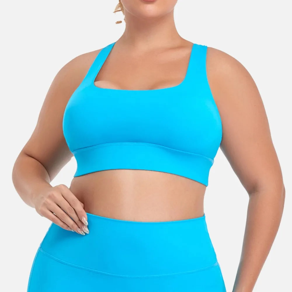 Woman's Plus Size Sports Bra | Cross Back Padded Yoga Gym Top