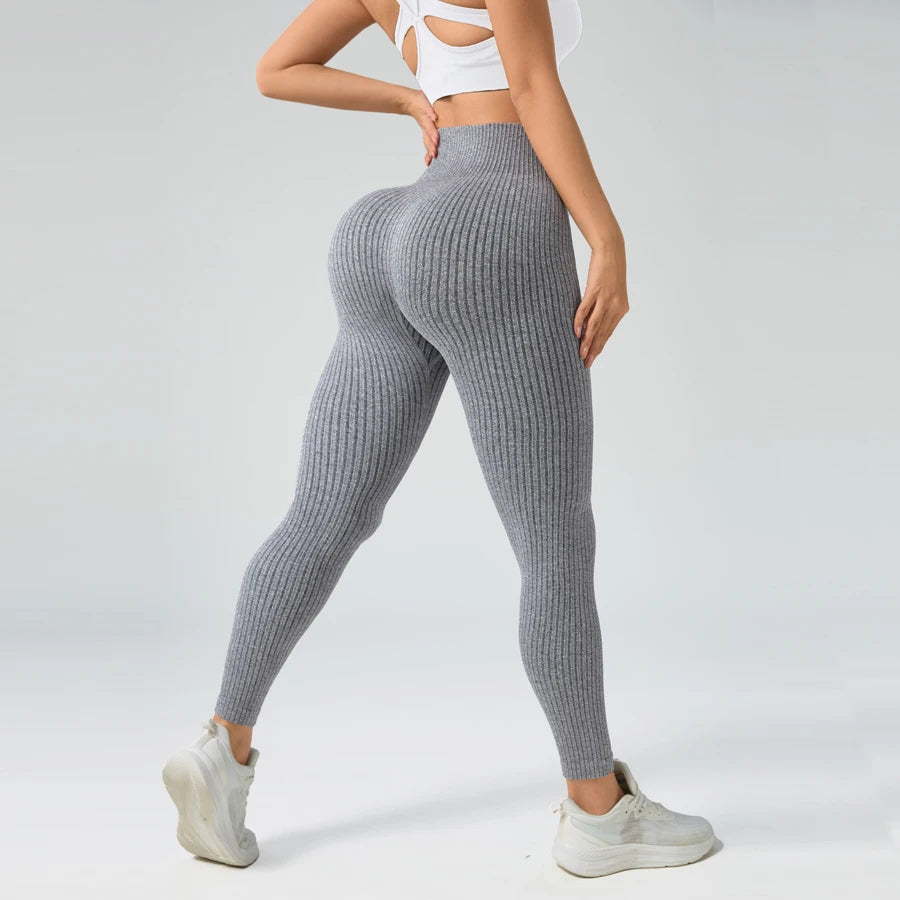 Contour Fit Leggings - Grey Ribbed