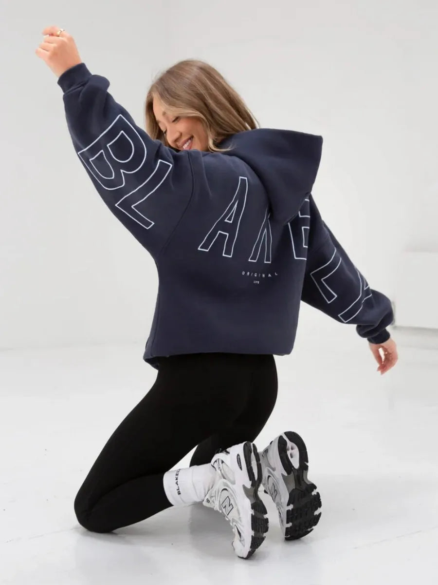Womans Oversized Hip Hop Hoodie Printed Streetwear Sweatshirt Top