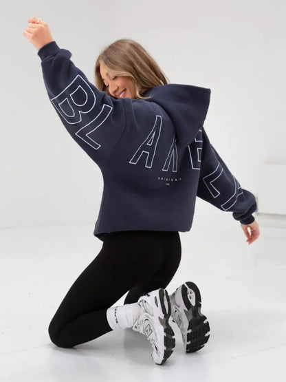Womans Oversized Hip Hop Hoodie Printed Streetwear Sweatshirt Top