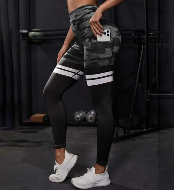 Second Skin Leggings - Stripe Black Camo
