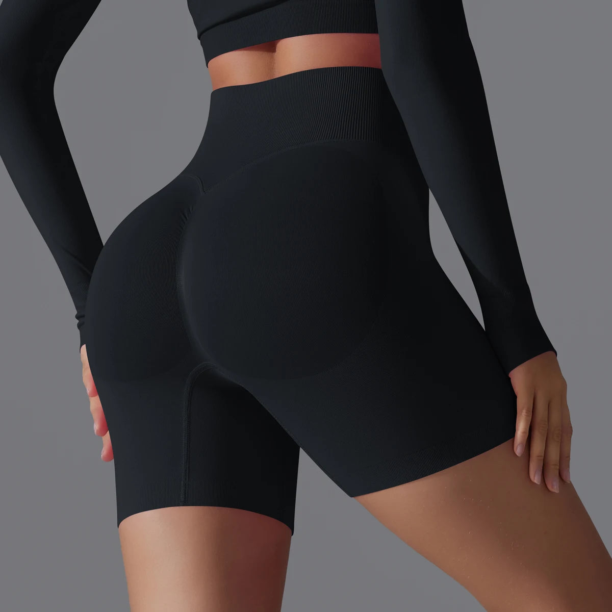 Womens High Waist Seamless Yoga Gym Shorts Running Fitness Workout Shorts