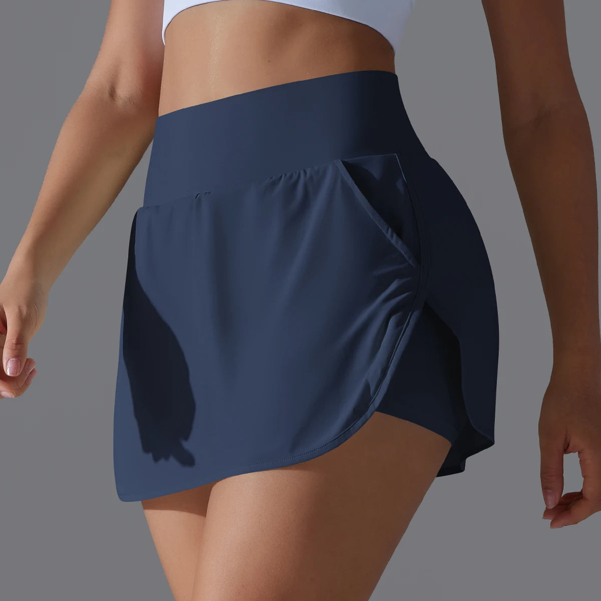 Women’s Gym Running Skorts – Double Deck Quick Dry Workout Shorts with Pocket