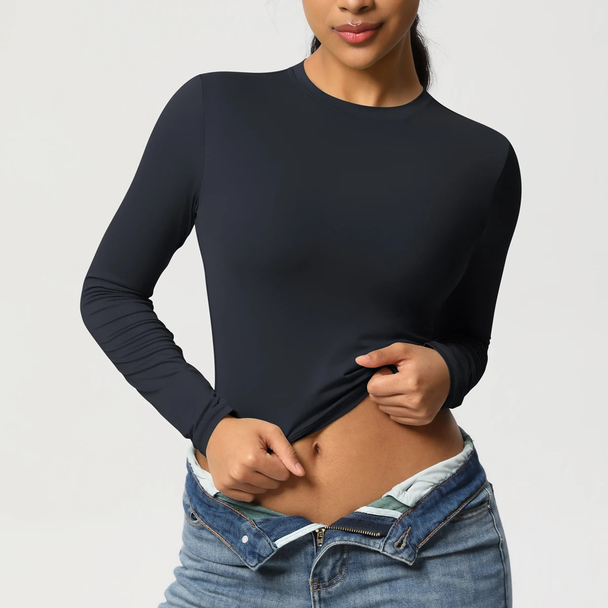 Women Long Sleeve Yoga Shirt Quick Dry Gym Workout Running Fitness Crop Top