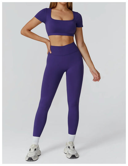 Women’s Gym Yoga Top | Square Neck Backless Fitness Outfit