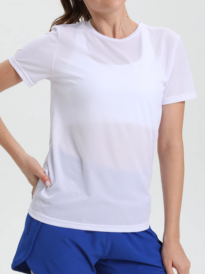 Women Quick Dry Running Gym Sport T-Shirt Breathable Lightweight Fitness Top