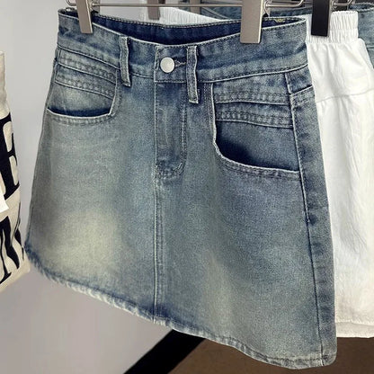 Women High Waist Denim Mini Skirt Slim A-Line Bodycon Fashion Summer