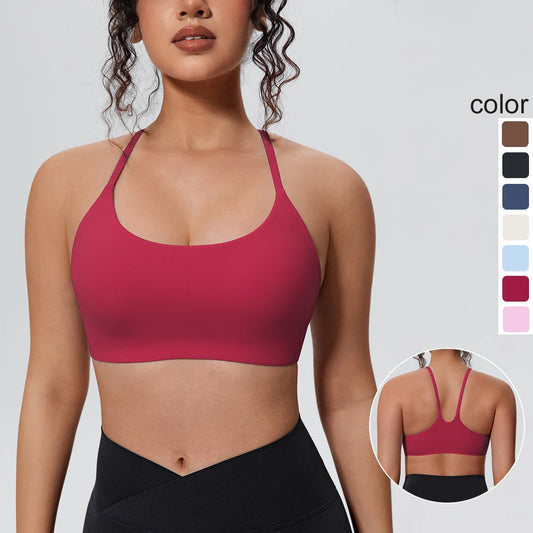 Women Shockproof Sports Bra Yoga Running Gym Workout Padded Fitness Top