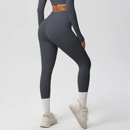 Second Skin Leggings - Pocket High Waist Blue