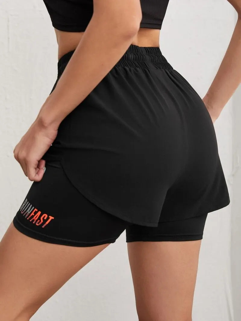 Women’s High Rise Running Shorts – Elastic Waist Workout Shorts