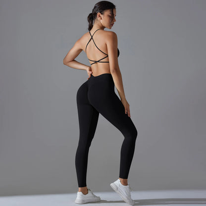 Women Yoga Sports Suit | Breathable Bra Leggings Set