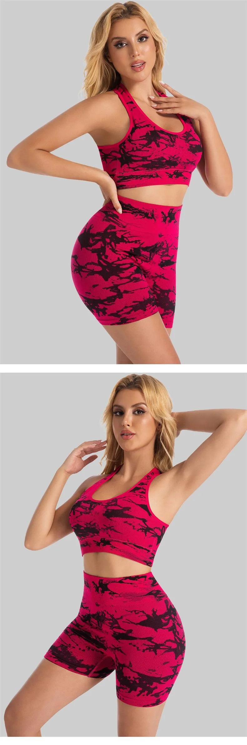 High-Waist Butt-Lifting Yoga Suit Women's Tight Sports Wear Breathable Quick-Dry Fitness Set Running Exercise Outfit