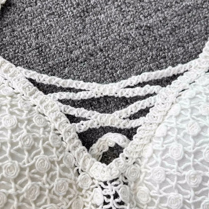 Women Crochet Two Piece Set Summer Y2K Beach Backless Cami Shorts