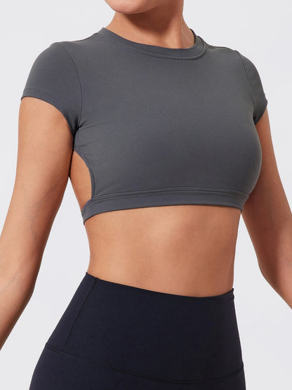 Ladies Sports Top | Backless Yoga Crop Activewear