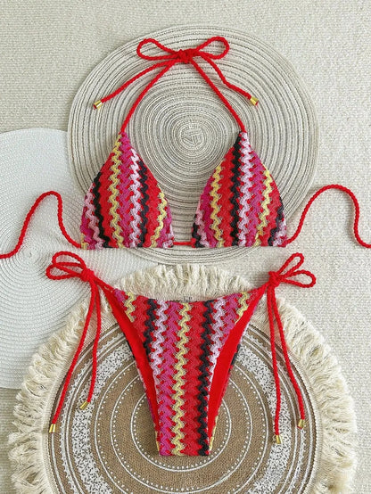 Laguna Isla - Stripey Crochet Bikini