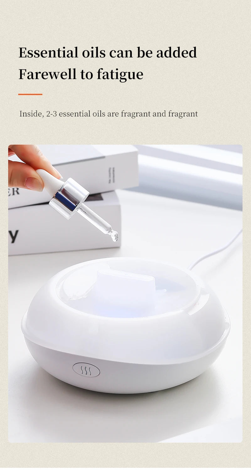 200ML Aroma Diffuser Essential Oil Lamp – Portable USB Design  Air Humidifier with Color Flame Night Light