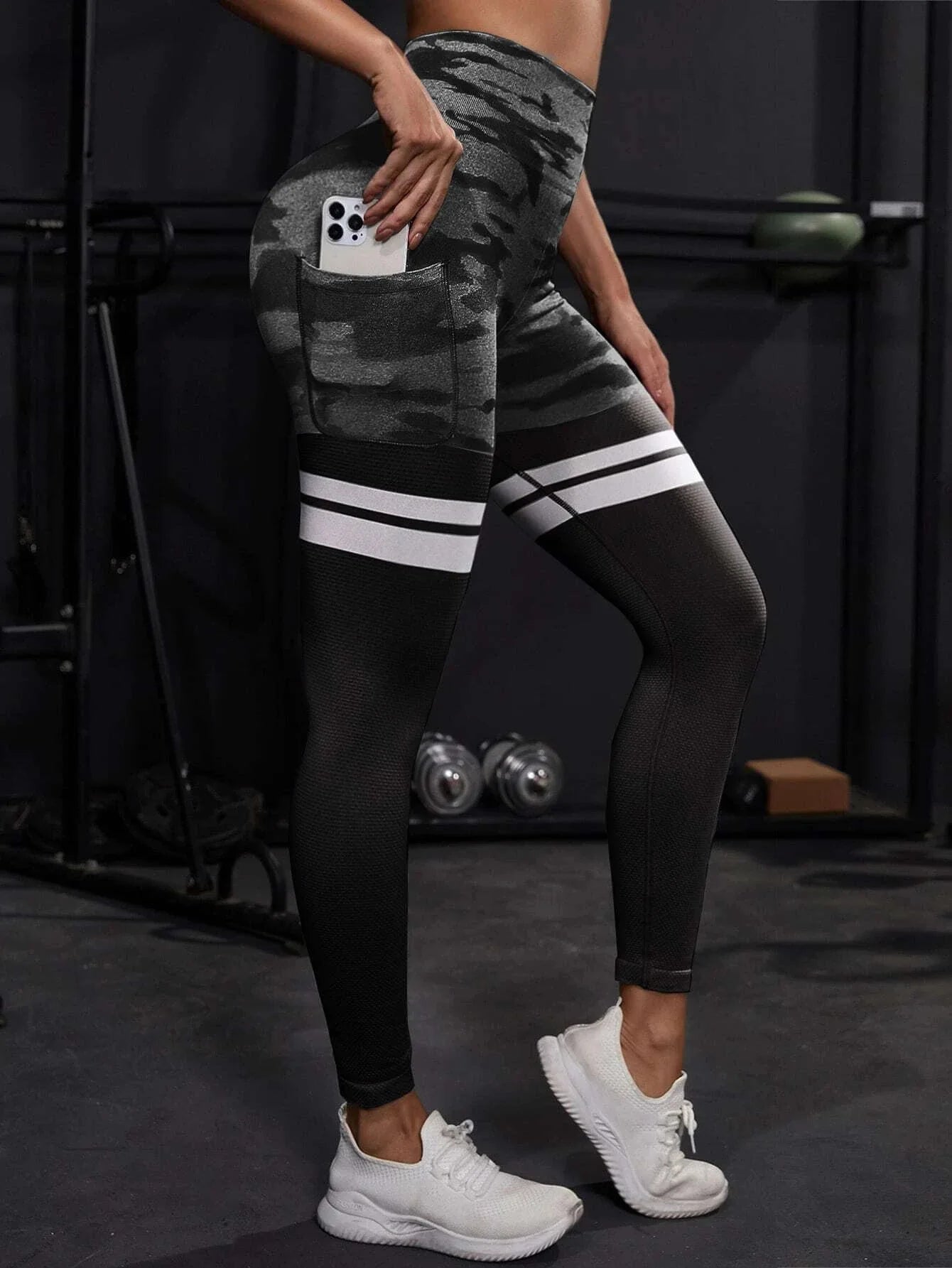 Second Skin Leggings - Stripe Black Camo