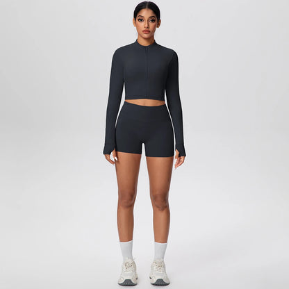 Women Yoga Set Quick Dry | Zipper Top Leggings Set
