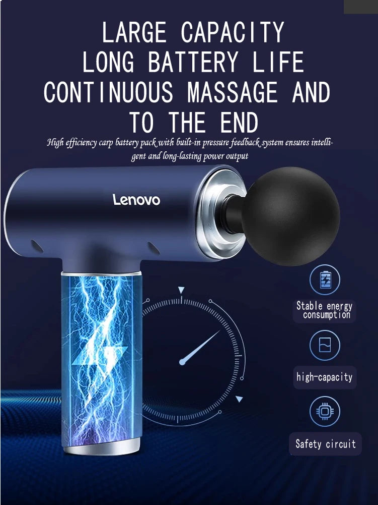 Lenovo Mini Massage Gun | 6 Heads Deep Tissue Fascia Gun with 5 Speeds Silent Massager