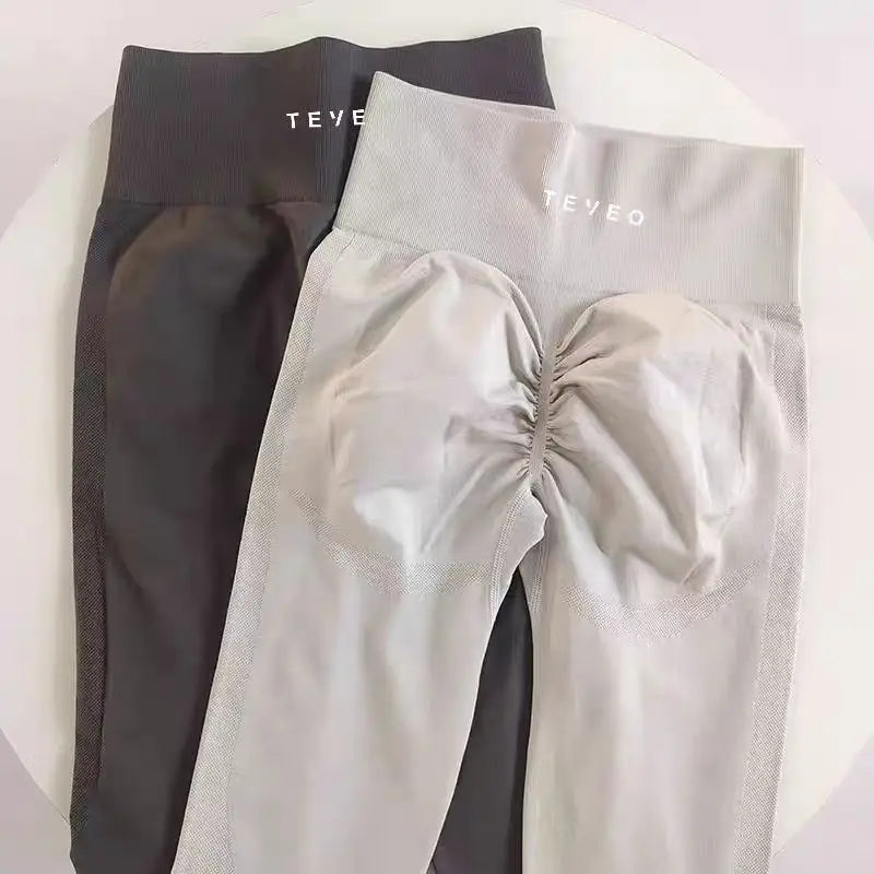 TEVEO Seamless Yoga Leggings | Mid-Waist Sculpting Fitness Pants