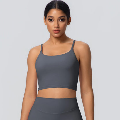 Women Backless Sports Bra Naked Feel Yoga Gym Workout Padded Top
