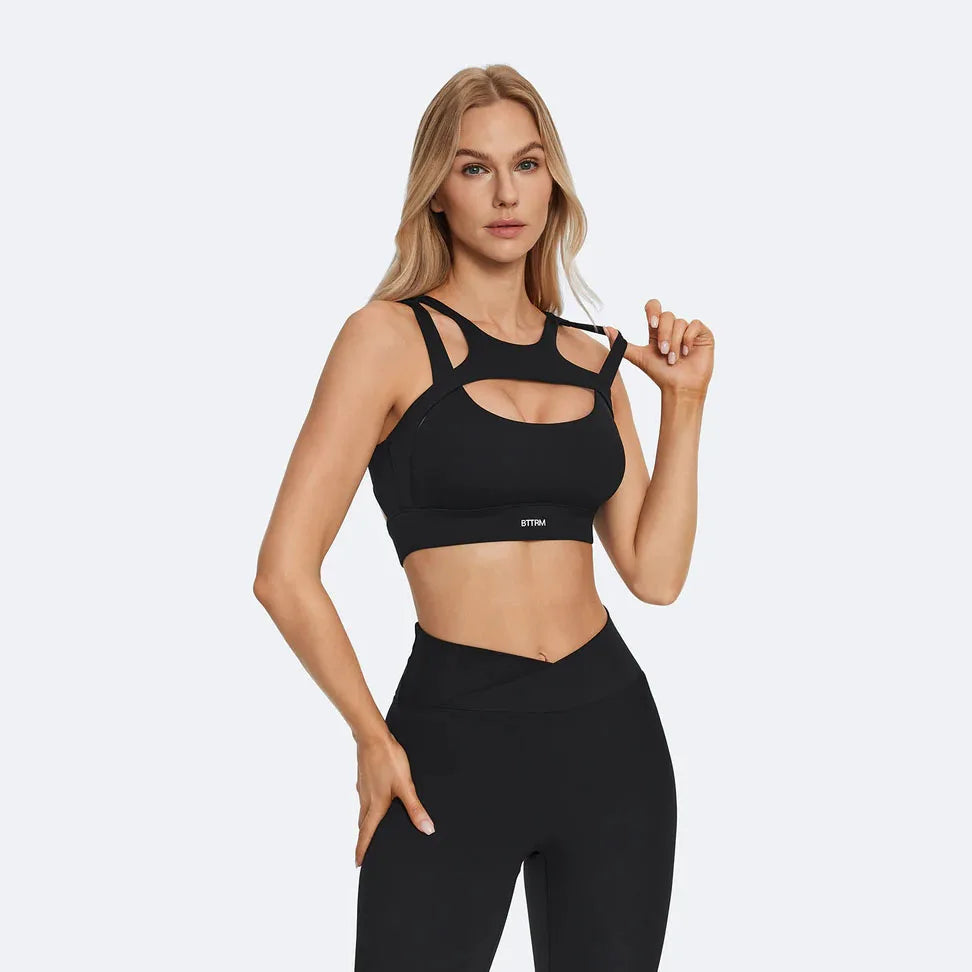 Women High Impact Sports Bra Push Up Shockproof Gym Workout Yoga Crop Top