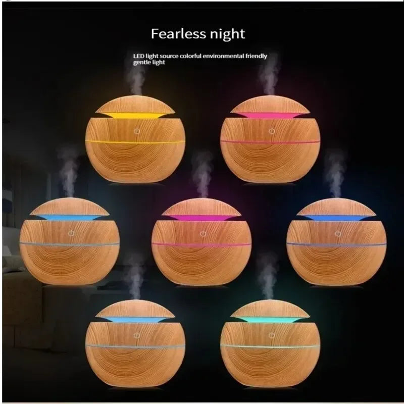 Mini Home Wood Grain Air Humidifier – USB Ultrasonic Cool Mist Aroma Diffuser