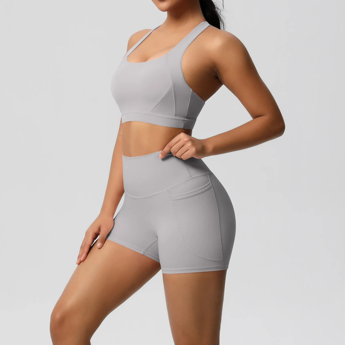 2 Piece Cross Fit Set Women | Pocket Leggings Gym Outfit