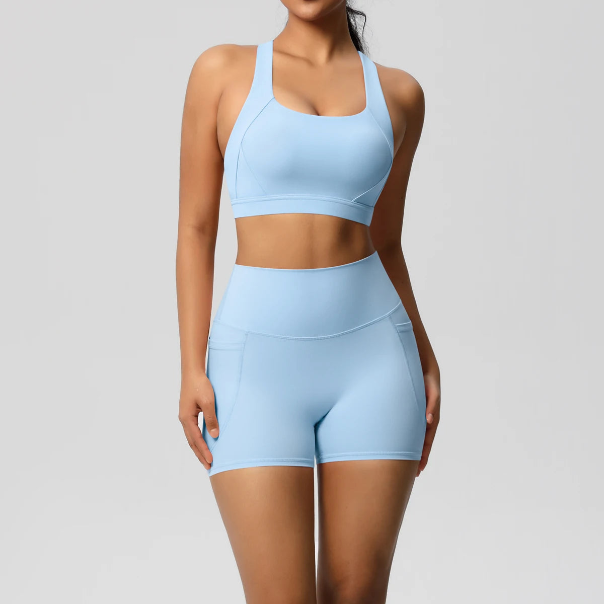 2 Piece Cross Fit Set Women | Pocket Leggings Gym Outfit