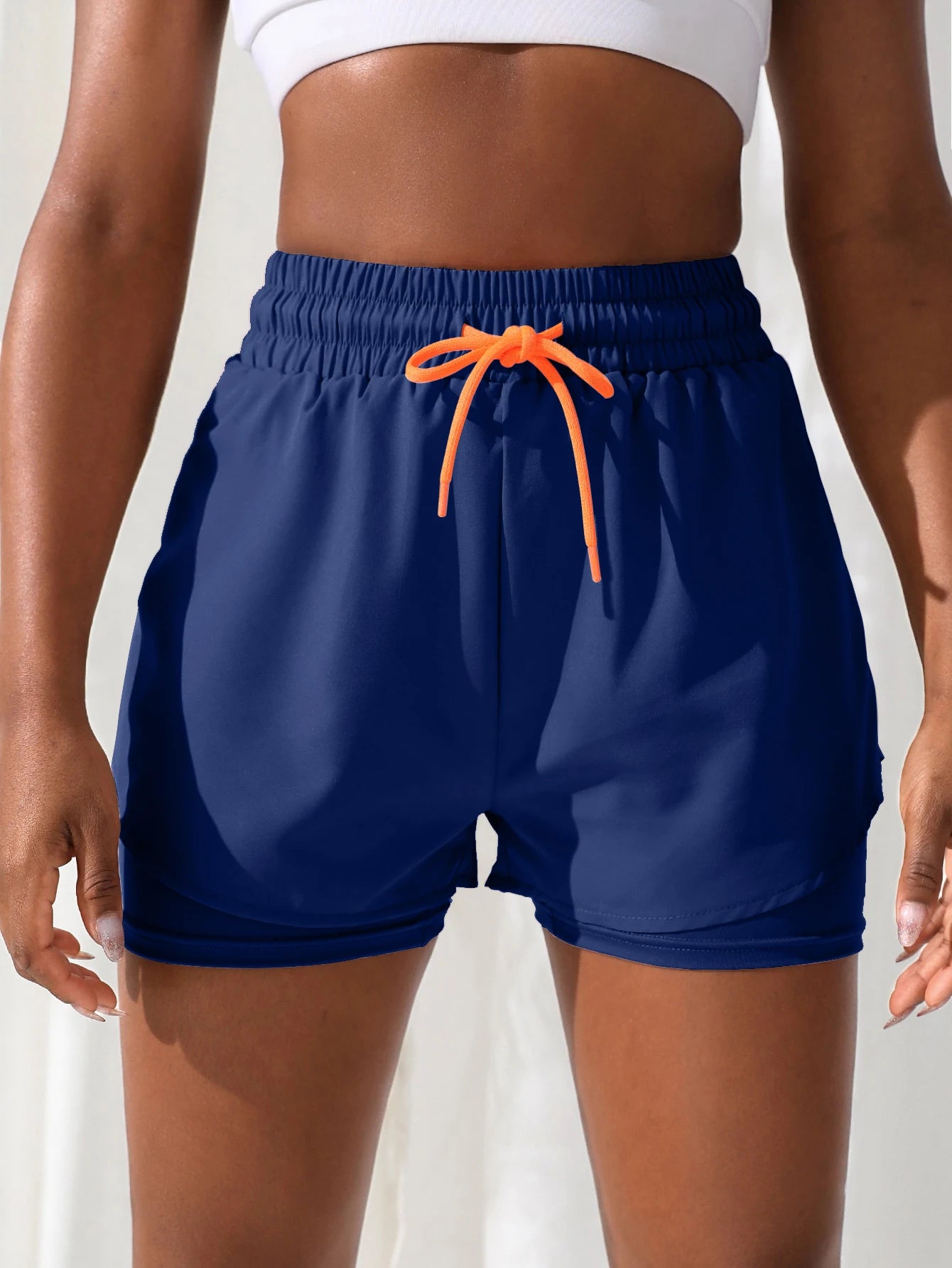 Women’s High Rise Running Shorts – Elastic Waist Workout Shorts