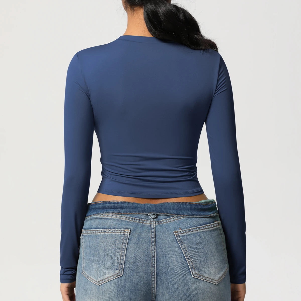 Women Long Sleeve Yoga Shirt Quick Dry Gym Workout Running Fitness Crop Top