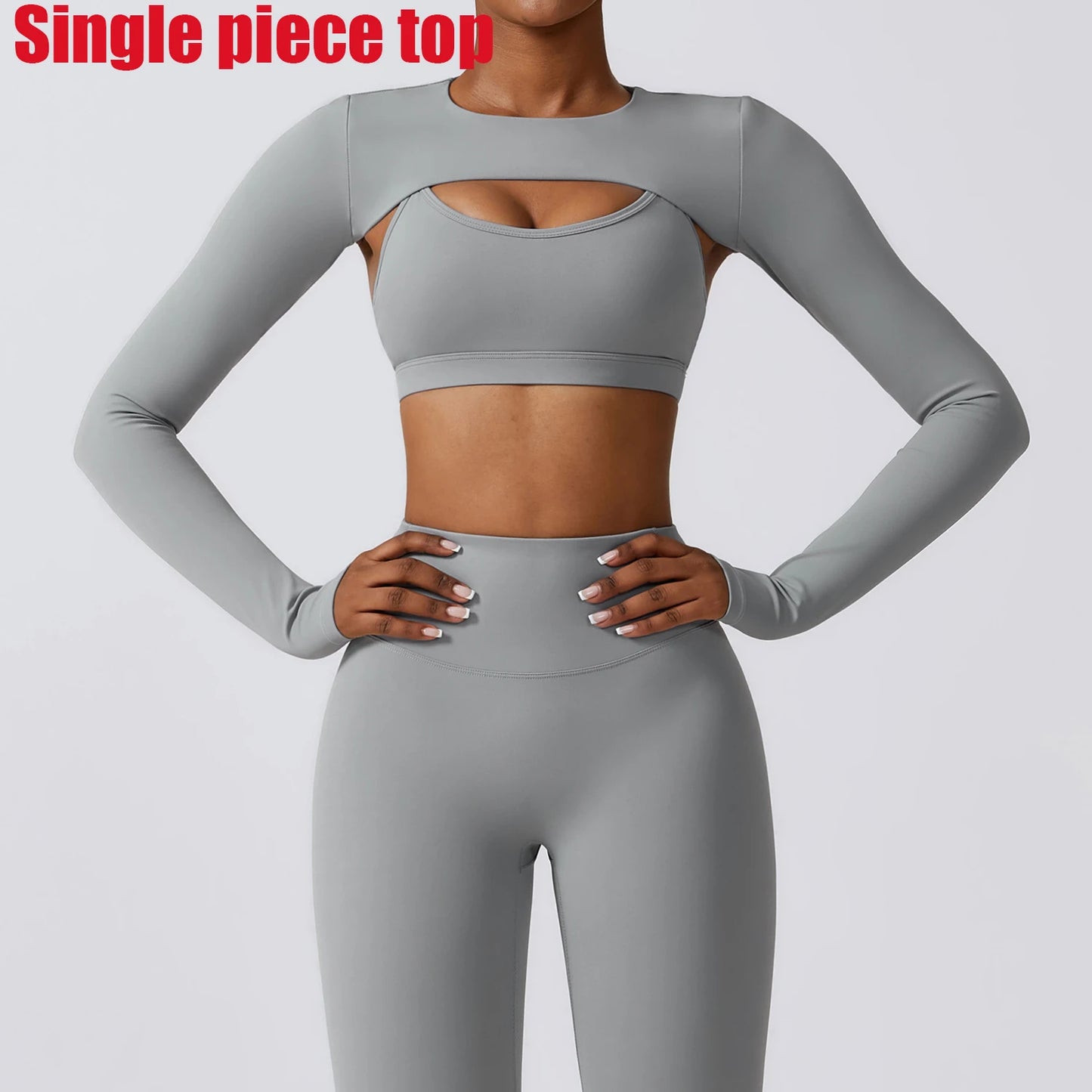 Womens Long Sleeve Gym Top Crop Yoga Shirt Quick Dry Fitness Sports