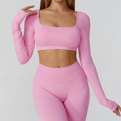 Women’s Gym Yoga Top | Square Neck Backless Fitness Outfit