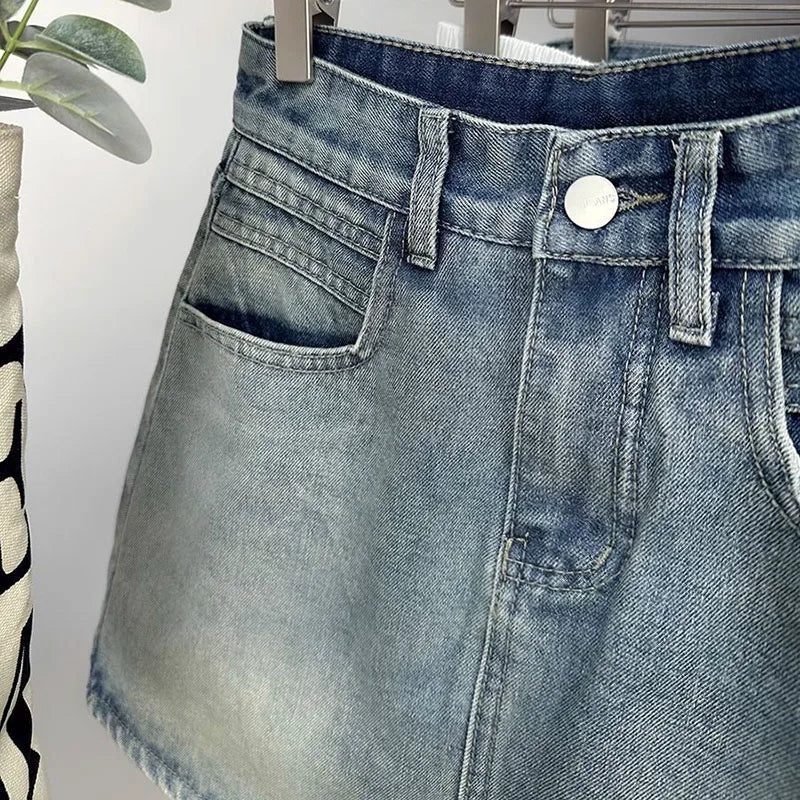 Women High Waist Denim Mini Skirt Slim A-Line Bodycon Fashion Summer
