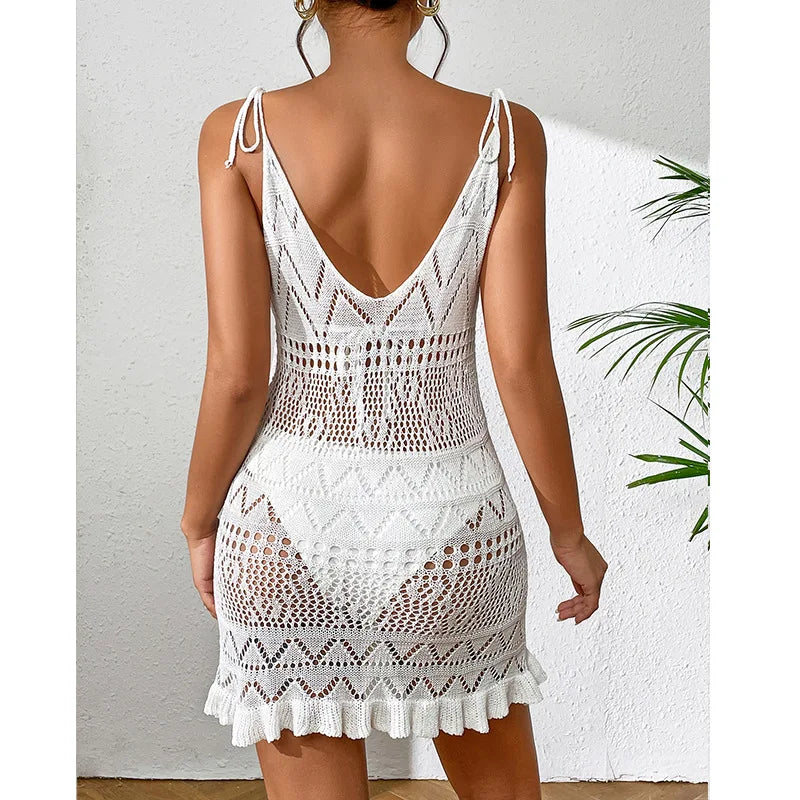 Women’s Backless Summer Beach Dress Knitted Sleeveless Cover Up