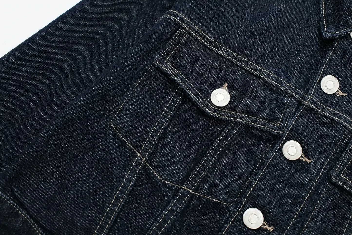 HH Women Denim Set Crop Jacket Wide Leg Jeans Vintage 2 Piece Outfit