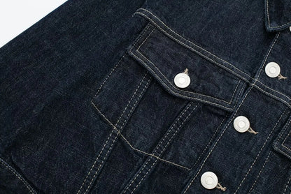 HH Women Denim Set Crop Jacket Wide Leg Jeans Vintage 2 Piece Outfit